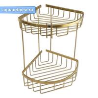 Полочка угловая овальная двойная 22 см решетка - ЗОЛОТО